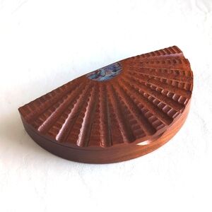 Scalloped Handmade Wooden Jewerly Box Paua Abalone Inlay Signed E. Watson